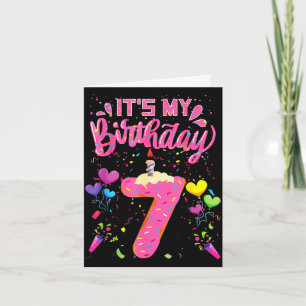 7th birthday doughnut happy 7 years old girl kids card