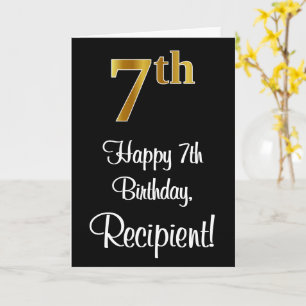 7th Birthday ~ Elegant Luxurious Faux Gold Look # Card