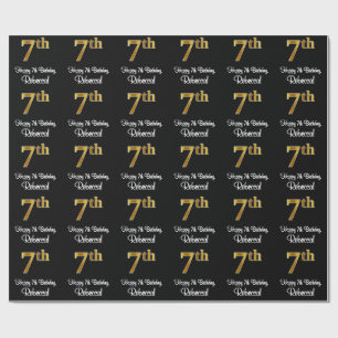 7th Birthday: Elegant Luxurious Faux Gold Look # Wrapping Paper