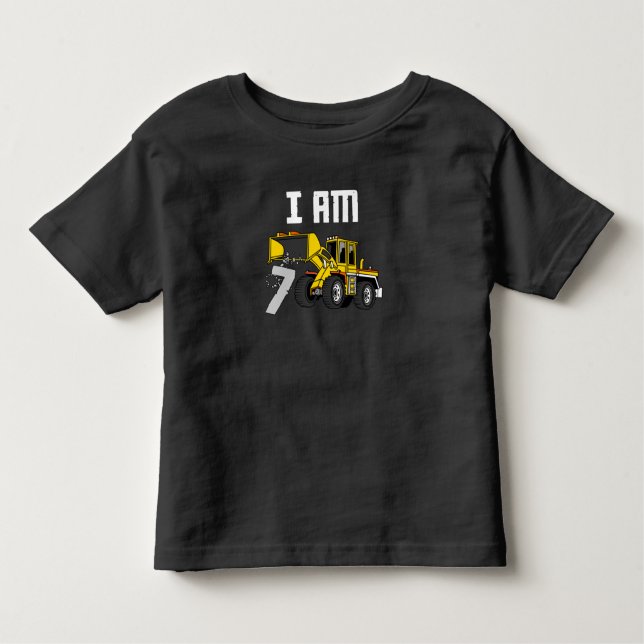 7th birthday Excavator construction 7 years old Toddler T-shirt (Front)