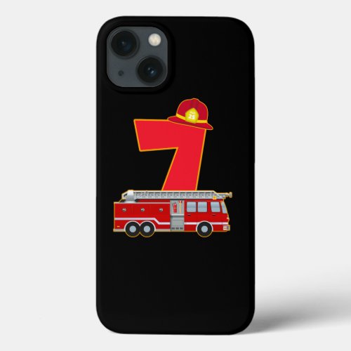 7th Birthday Fireman Firefighter Fire Truck Gift iPhone 13 Case