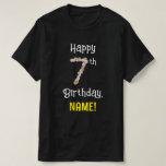 [ Thumbnail: 7th Birthday: Floral Flowers Number “7” + Name T-Shirt ]