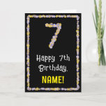 [ Thumbnail: 7th Birthday: Floral Flowers Number, Custom Name Card ]
