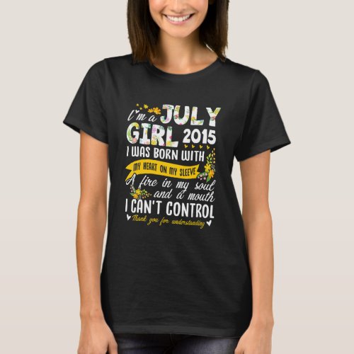 7th Birthday Floral Girl  July 2015 T_Shirt