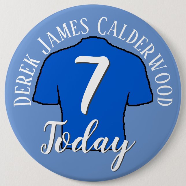 7th Birthday Football Badge to Personalise Button (Front)