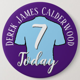 7th Birthday Football Badge to Personalise Button