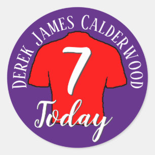7th Birthday Football Badge to Personalise Classic Round Sticker