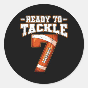 7th Birthday Football Classic Round Sticker