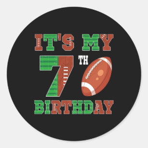 7th Birthday Football Theme 7 Year Old Football Pl Classic Round Sticker