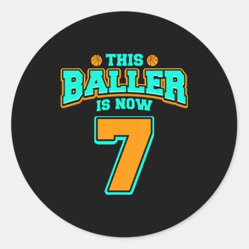 7th Birthday For Boys Basketball 7 Years Old Kids  Classic Round Sticker