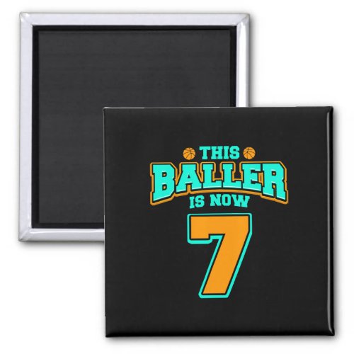 7th Birthday For Boys Basketball 7 Years Old Kids  Magnet