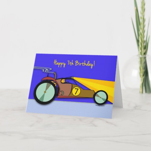 7th Birthday for Child Dune Buggy Racing at Night Card