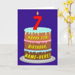 [ Thumbnail: 7th Birthday: Fun Cake and Candle + Custom Name Card ]