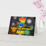 [ Thumbnail: 7th Birthday: Fun, Colorful Celebratory Fireworks Card ]