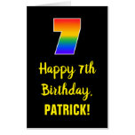 [ Thumbnail: 7th Birthday: Fun, Colorful, Happy, Rainbow # 7 Card ]