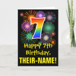 [ Thumbnail: 7th Birthday: Fun Fireworks Pattern + Rainbow 7 Card ]