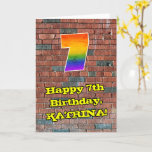 [ Thumbnail: 7th Birthday: Fun Graffiti-Inspired Rainbow 7 Card ]