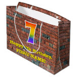 [ Thumbnail: 7th Birthday: Fun, Graffiti-Inspired Rainbow # 7 Gift Bag ]
