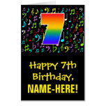 [ Thumbnail: 7th Birthday: Fun Music Symbols + Rainbow # 7 Card ]