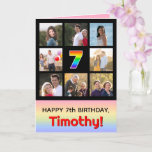 [ Thumbnail: 7th Birthday: Fun Rainbow #, Custom Photos + Name Card ]