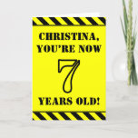 [ Thumbnail: 7th Birthday: Fun Stencil Style Text, Custom Name Card ]