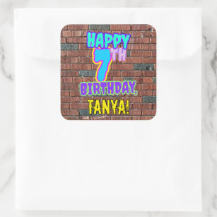 7th Birthday – Fun, Urban Graffiti Inspired Look Square Sticker