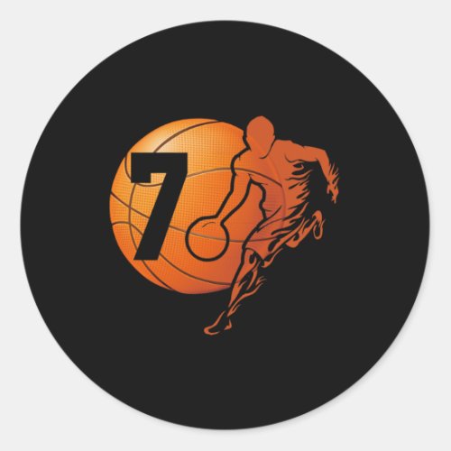 7th Birthday Funny Basketball Lover 7 Years Old Gi Classic Round Sticker