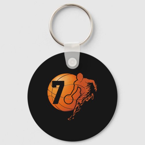 7th Birthday Funny Basketball Lover 7 Years Old Gi Keychain