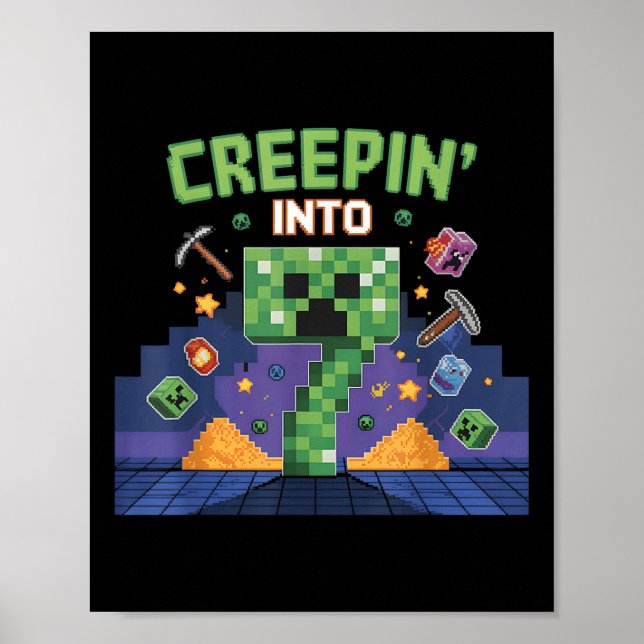 7th Birthday Gamer Pixel Creepin’ Into 7 Video Gam Poster (Front)