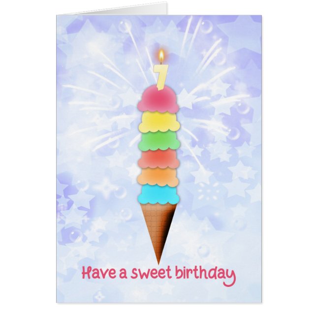7th  Birthday Giant Ice Cream Cards (Front)