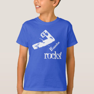 7th Birthday Gift Blue and White Number on Slant T-Shirt