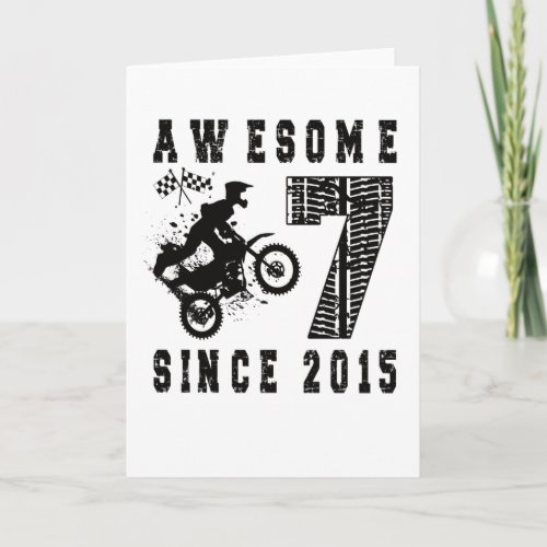 7th Birthday Gift Dirt Bike Boy Born in 2015 Card