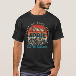7Th Birthday Gift Vintage April 2015 7 Years Old T-Shirt