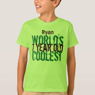 7th Birthday Gift World's Coolest 7 Year Old Boy T-Shirt