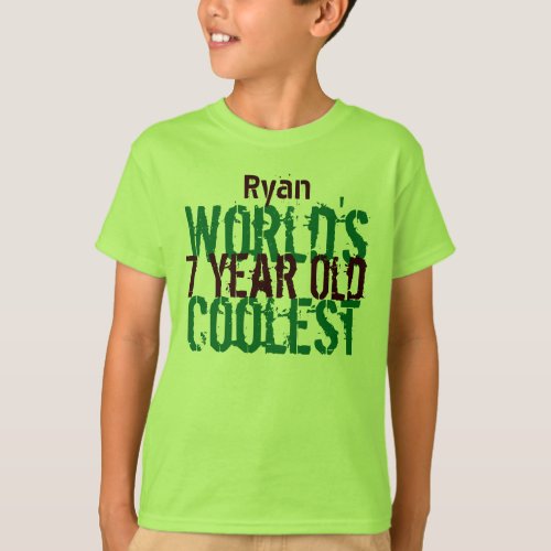 7th Birthday Gift Worlds Coolest 7 Year Old Boy T_Shirt