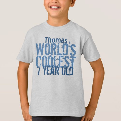 7th Birthday Gift Worlds Coolest 7 Year Old V11 T_Shirt