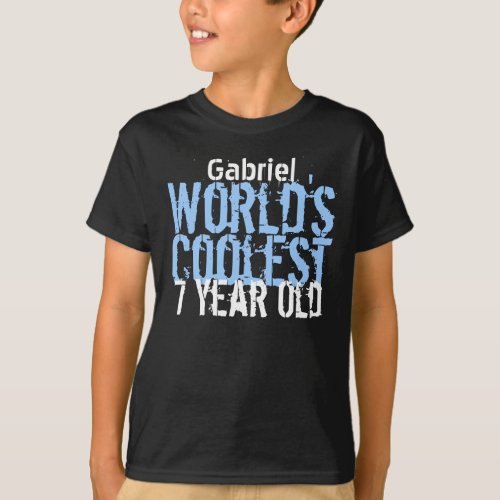 7th Birthday Gift Worlds Coolest 7 Year Old V12 T_Shirt