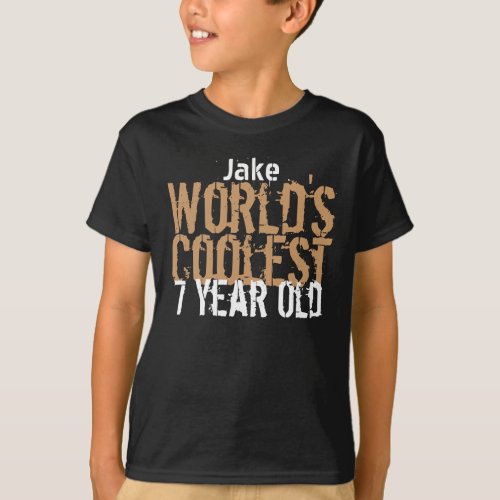 7th Birthday Gift Worlds Coolest 7 Year Old V14 T_Shirt