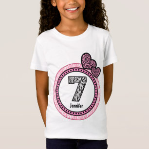 7th Birthday Gift Zebra Polka Dot Pattern V03C T-Shirt