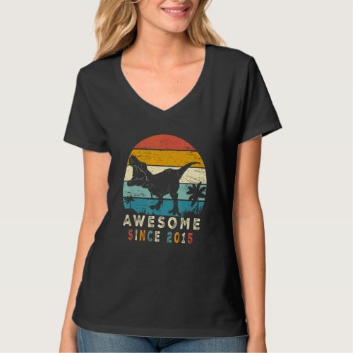 7th Birthday Gifts Dinosaur 7 Year Old Awesome Sin T_Shirt