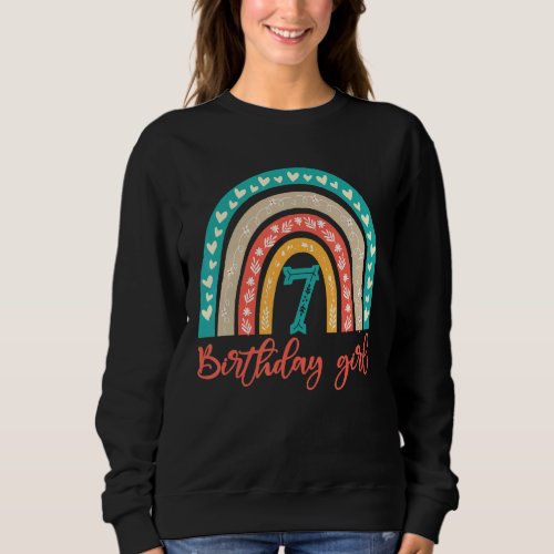 7th Birthday Girl 7 Years Old Birthday Rainbow Par Sweatshirt
