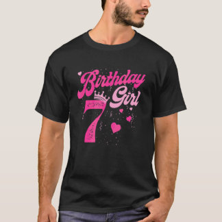 7th Birthday Girl Crown 7 Years Old Bday T-Shirt
