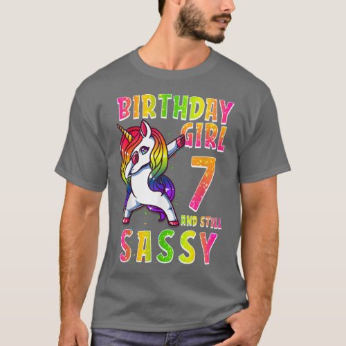 7th Birthday Girl Dabbing Unicorn 7 Years Old  St T_Shirt