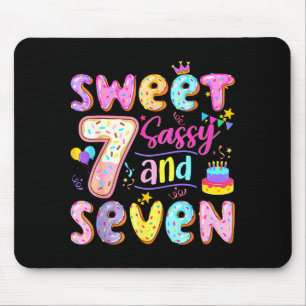 7th Birthday Girl Donut Sweet Sy And Seven Birthda Mouse Pad