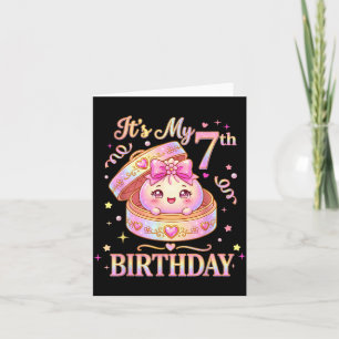 7th Birthday Girl Dumpling Kawaii Anime 7 Year Old Card