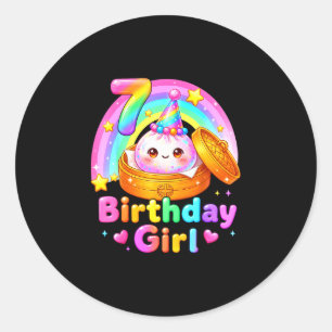 7th birthday girl dumpling kawaii pastel anime 7 classic round sticker