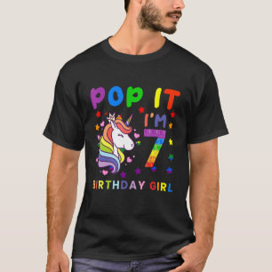 7th Birthday Girl Fidget Pop It I'm 7 Years Old Bd T-Shirt