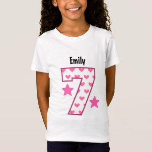 7th Birthday Girl HEARTS Seven Year Custom V07D T-Shirt