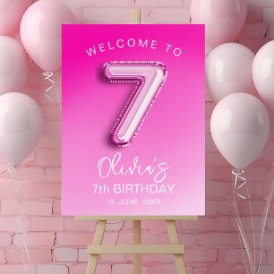 7th Birthday Girl Party – Pink Balloon Theme Foam Board