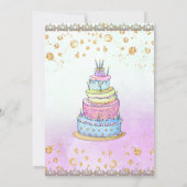 7th Birthday Girl Princess Cupcake Balloons Invitation (Back)